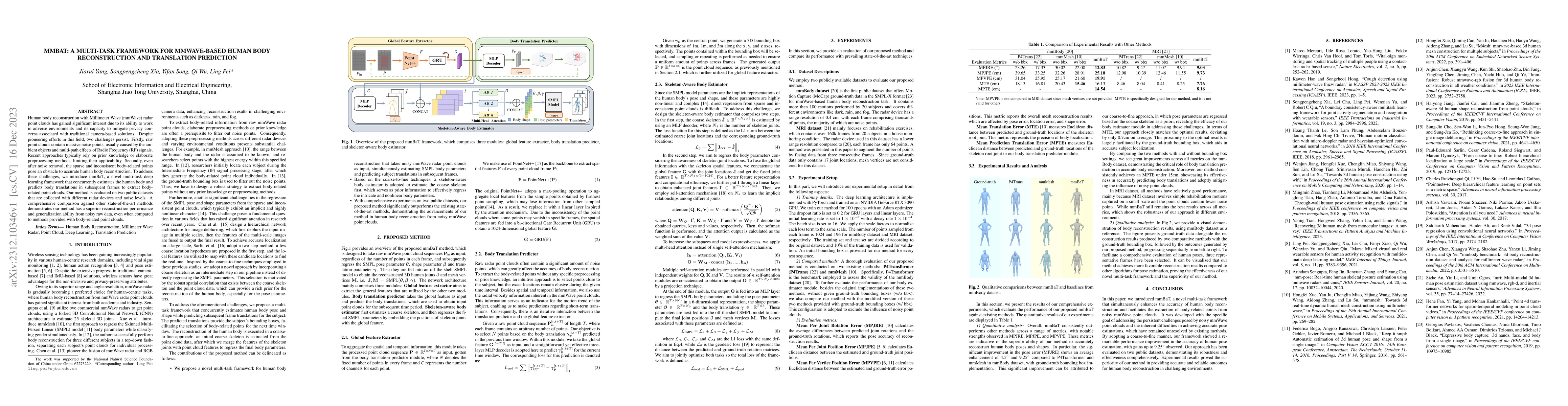 Thumbnail for MMBaT: A Multi-task Framework for mmWave-based Human Body Reconstruction
  and Translation Prediction