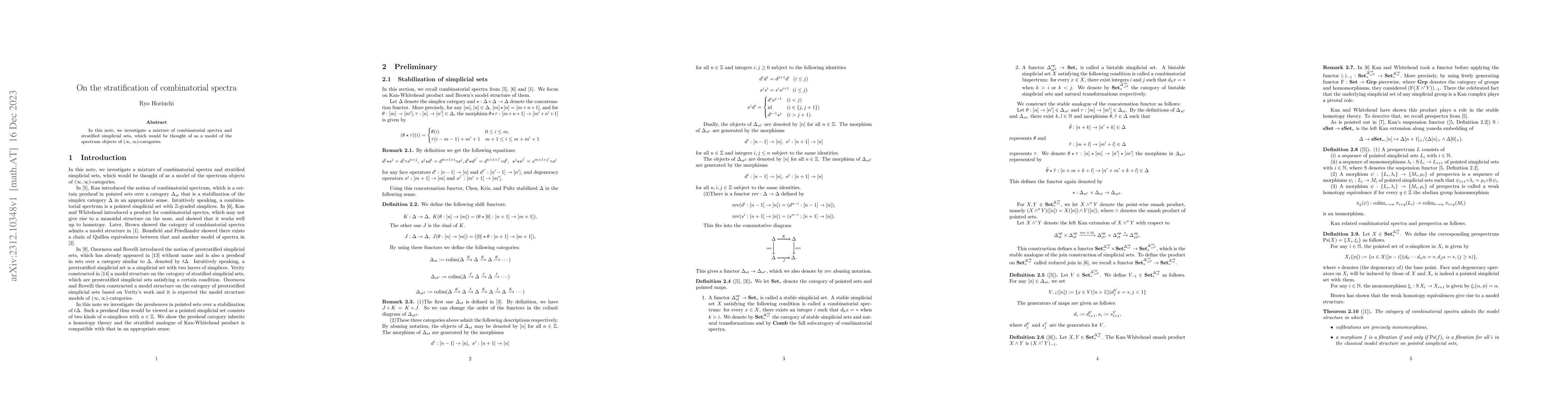 Thumbnail for On the stratification of combinatorial spectra
