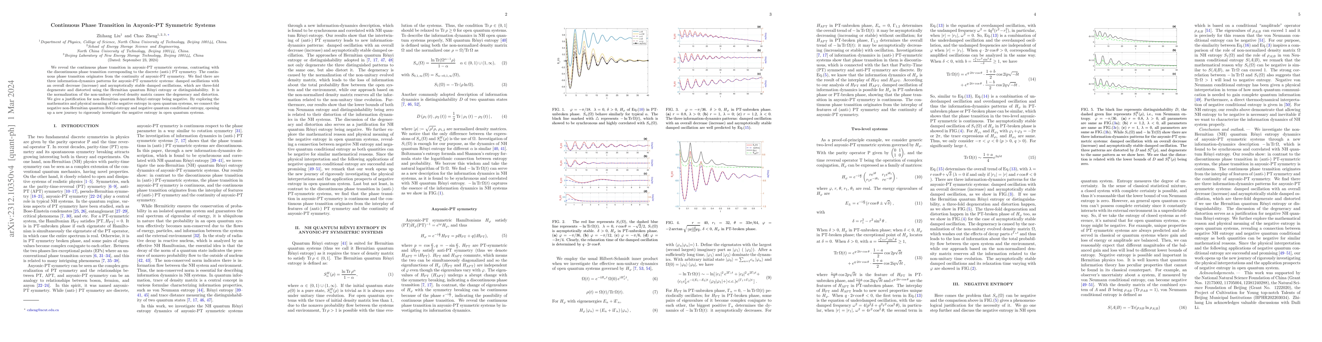 Thumbnail for Continuous Phase Transition in Anyonic-PT Symmetric Systems