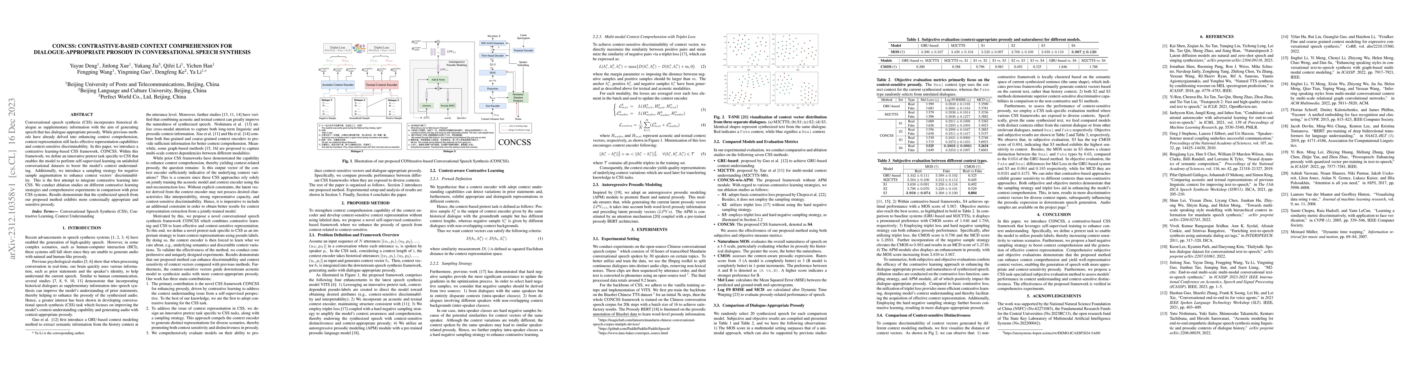 Thumbnail for CONCSS: Contrastive-based Context Comprehension for Dialogue-appropriate
  Prosody in Conversational Speech Synthesis