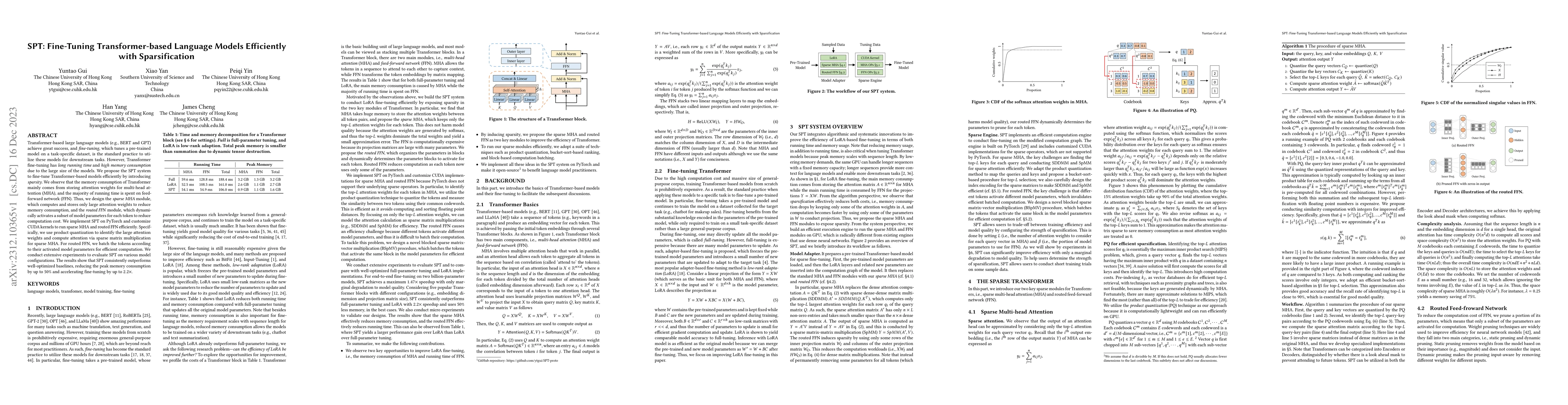 Thumbnail for SPT: Fine-Tuning Transformer-based Language Models Efficiently with
  Sparsification