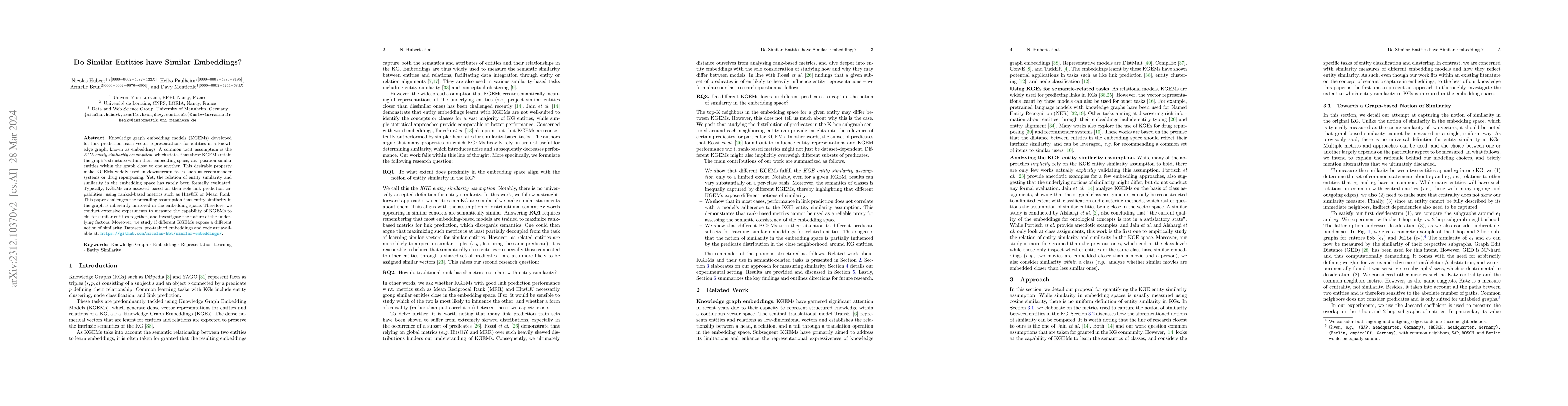 Thumbnail for Do Similar Entities have Similar Embeddings?