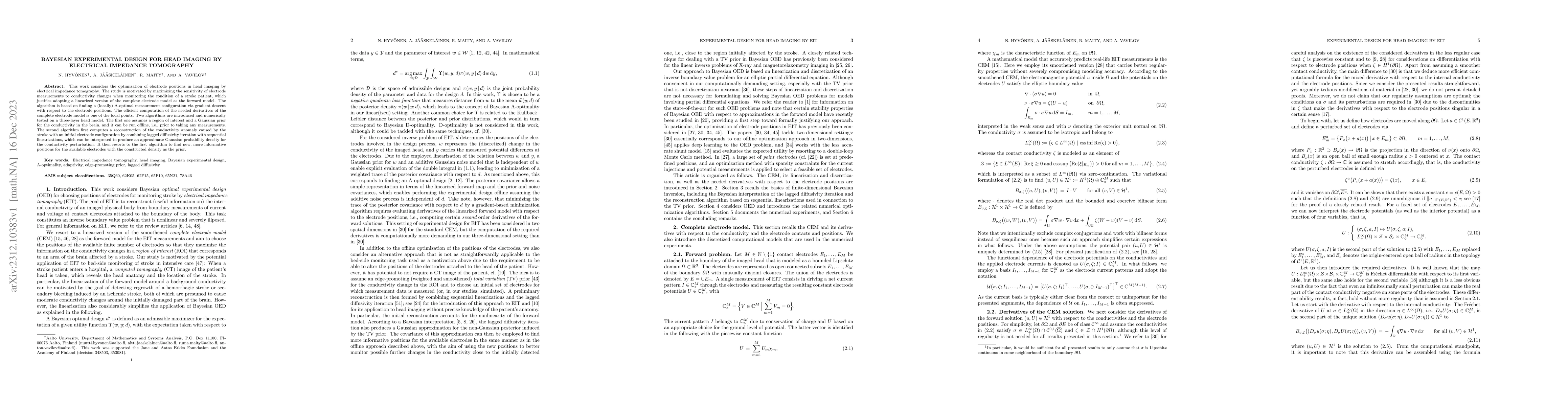 Thumbnail for Bayesian experimental design for head imaging by electrical impedance
  tomography