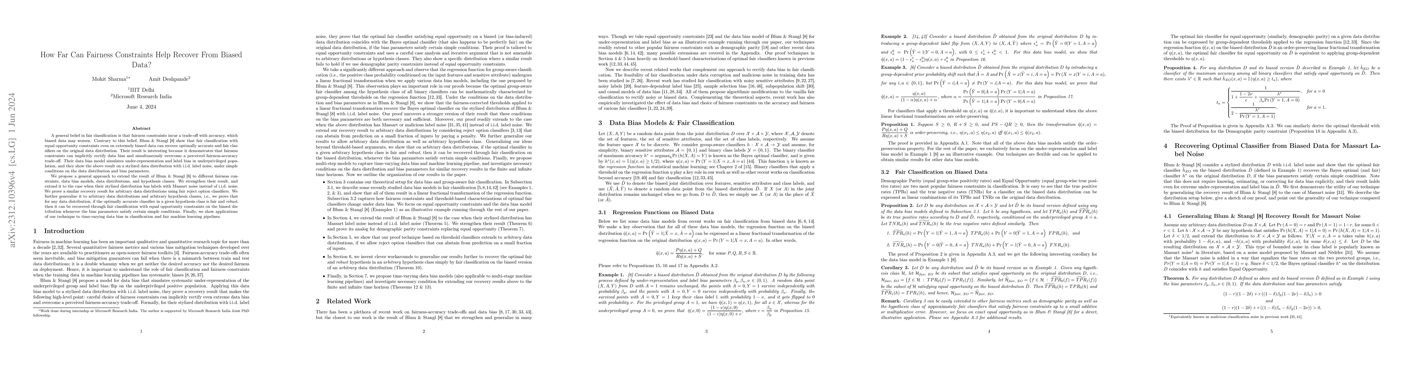 Thumbnail for How Far Can Fairness Constraints Help Recover From Biased Data?
