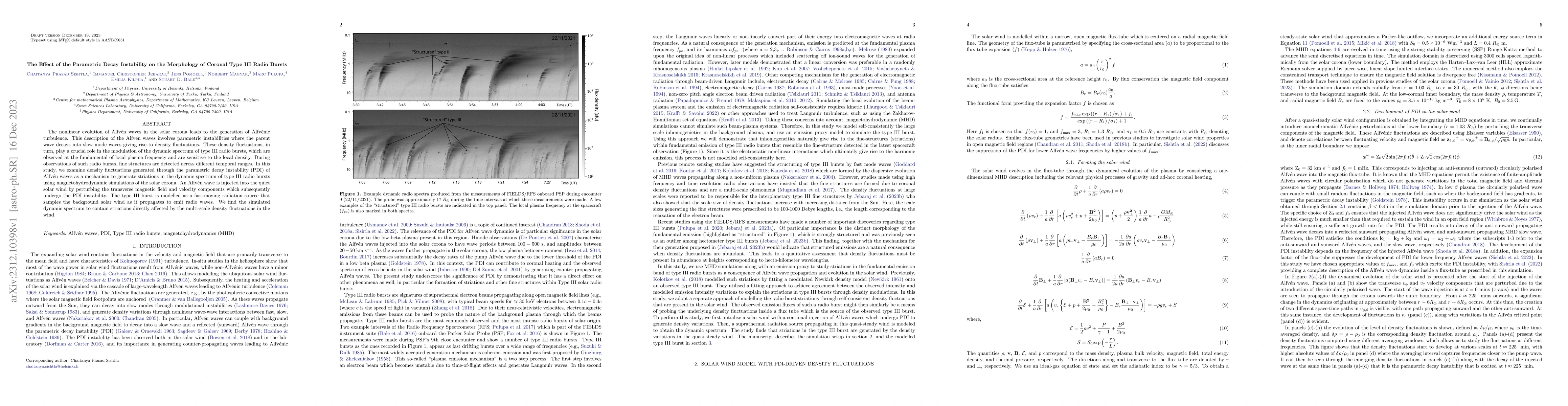 Thumbnail for The Effect of the Parametric Decay Instability on the Morphology of
  Coronal Type III Radio Bursts