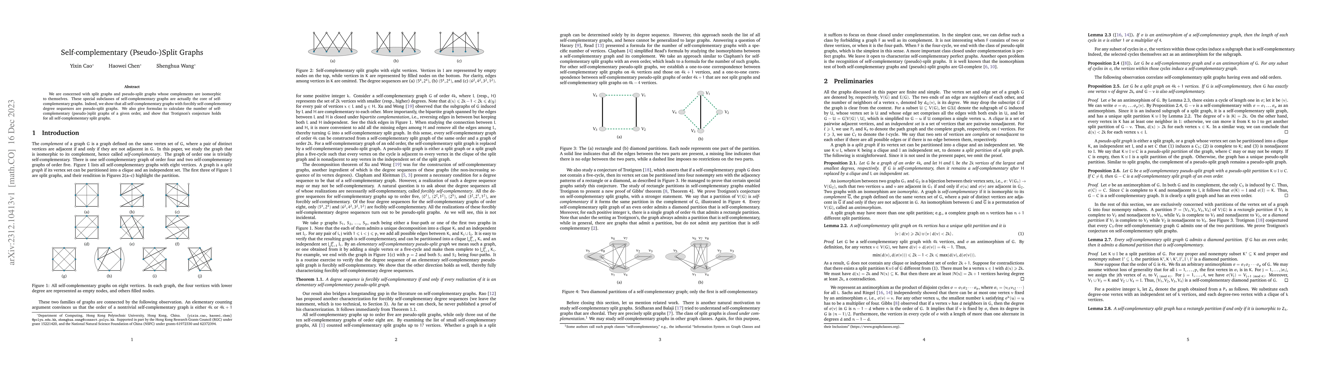 Thumbnail for Self-complementary (Pseudo-)Split Graphs