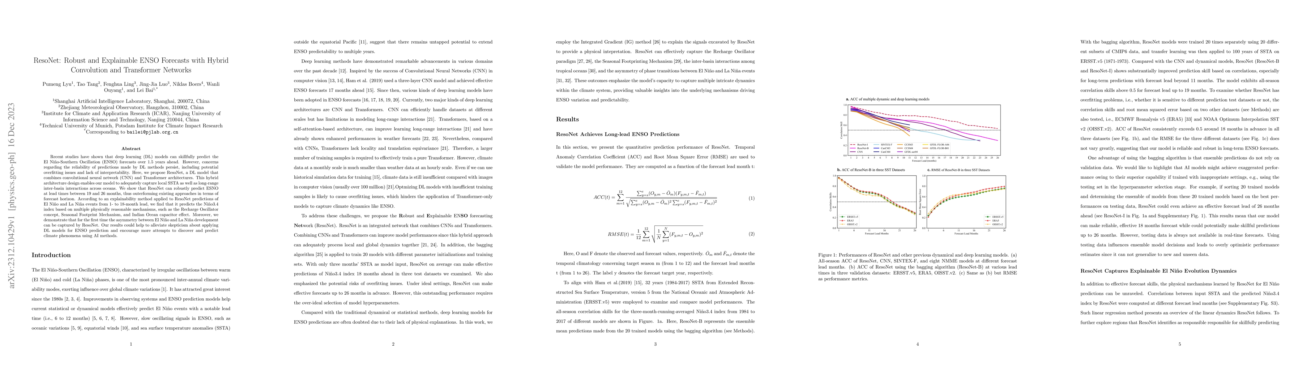 Thumbnail for ResoNet: Robust and Explainable ENSO Forecasts with Hybrid Convolution
  and Transformer Networks