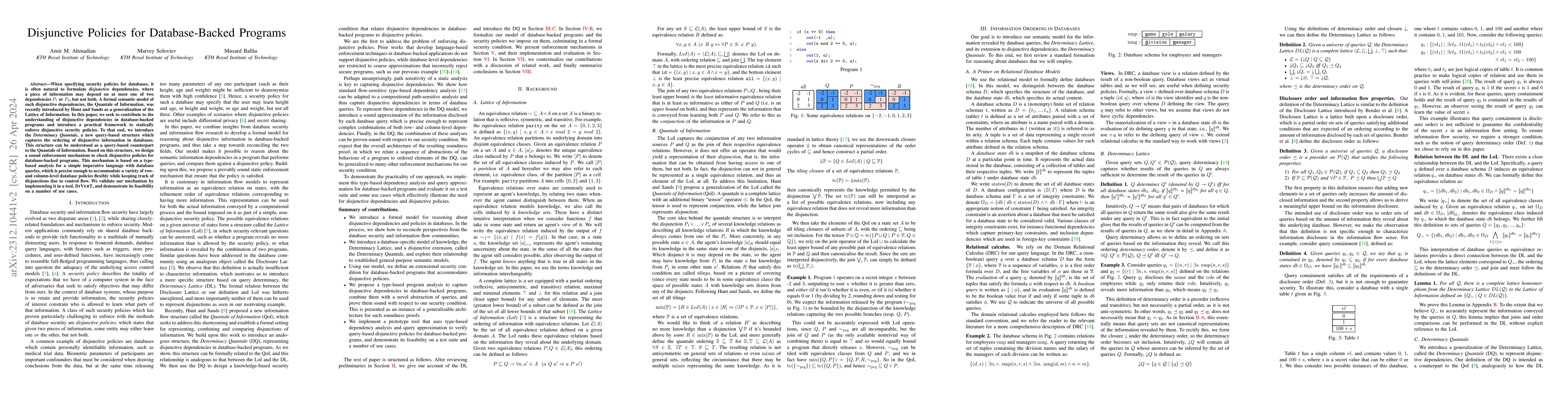 Thumbnail for Disjunctive Policies for Database-Backed Programs