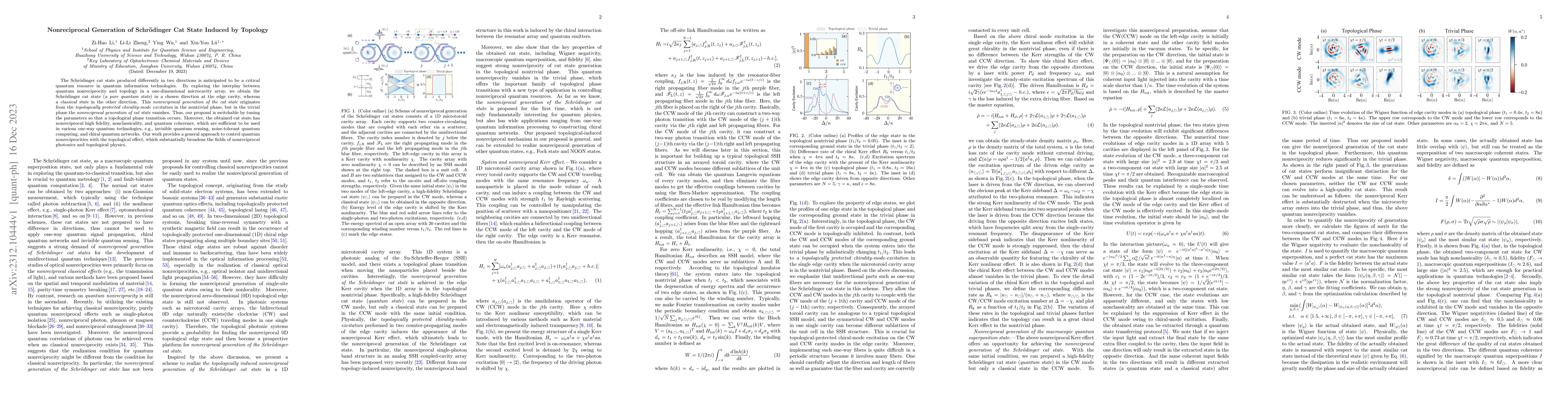 Thumbnail for Nonreciprocal Generation of Schr\"{o}dinger Cat State Induced by
  Topology