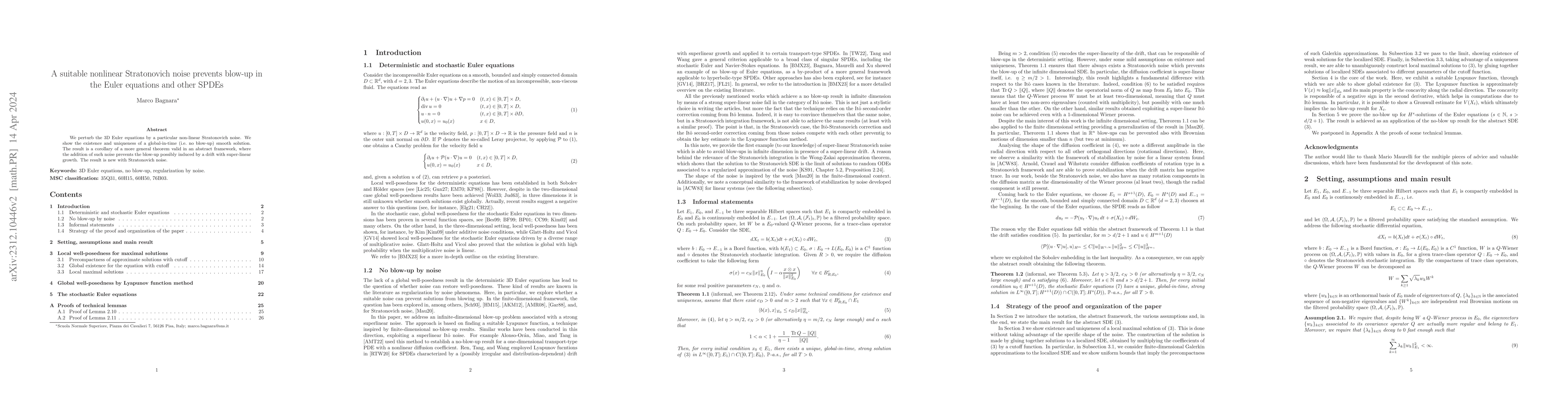 Thumbnail for A suitable nonlinear Stratonovich noise prevents blow-up in the Euler
  equations and other SPDEs