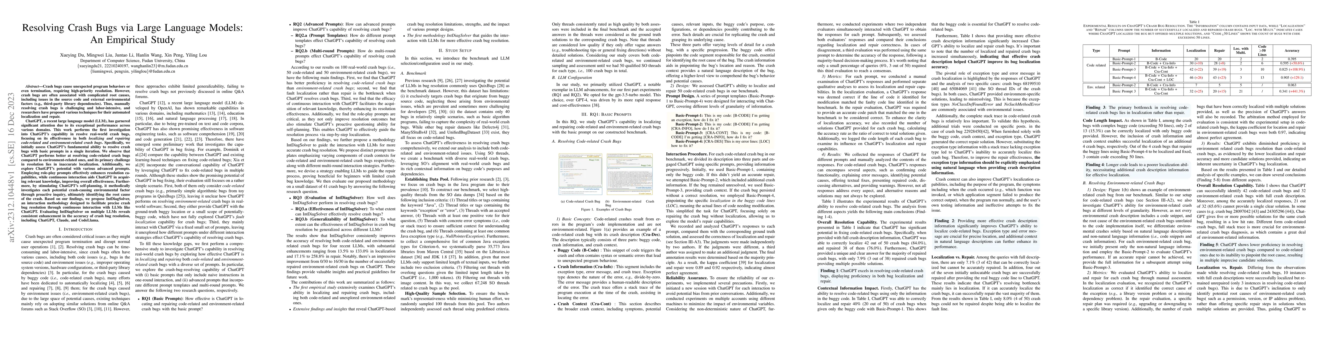 Thumbnail for Resolving Crash Bugs via Large Language Models: An Empirical Study