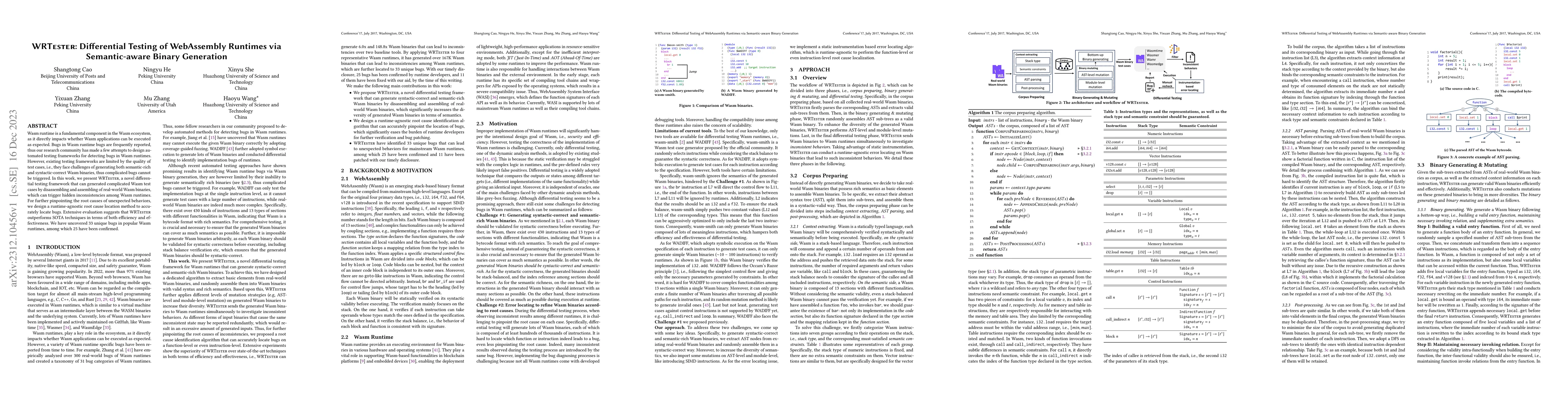 Thumbnail for WRTester: Differential Testing of WebAssembly Runtimes via
  Semantic-aware Binary Generation