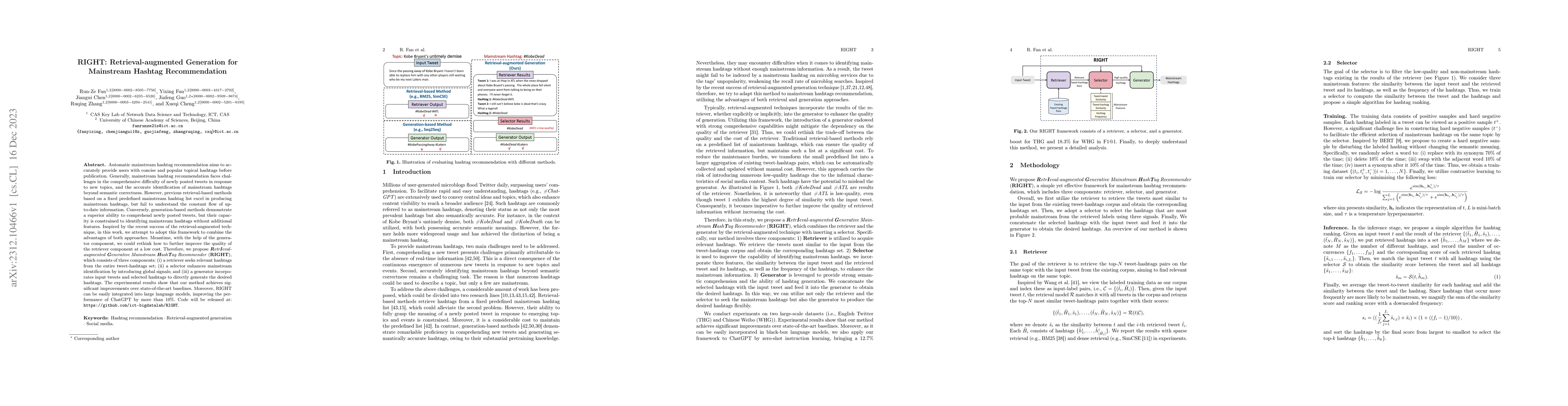 Thumbnail for RIGHT: Retrieval-augmented Generation for Mainstream Hashtag
  Recommendation