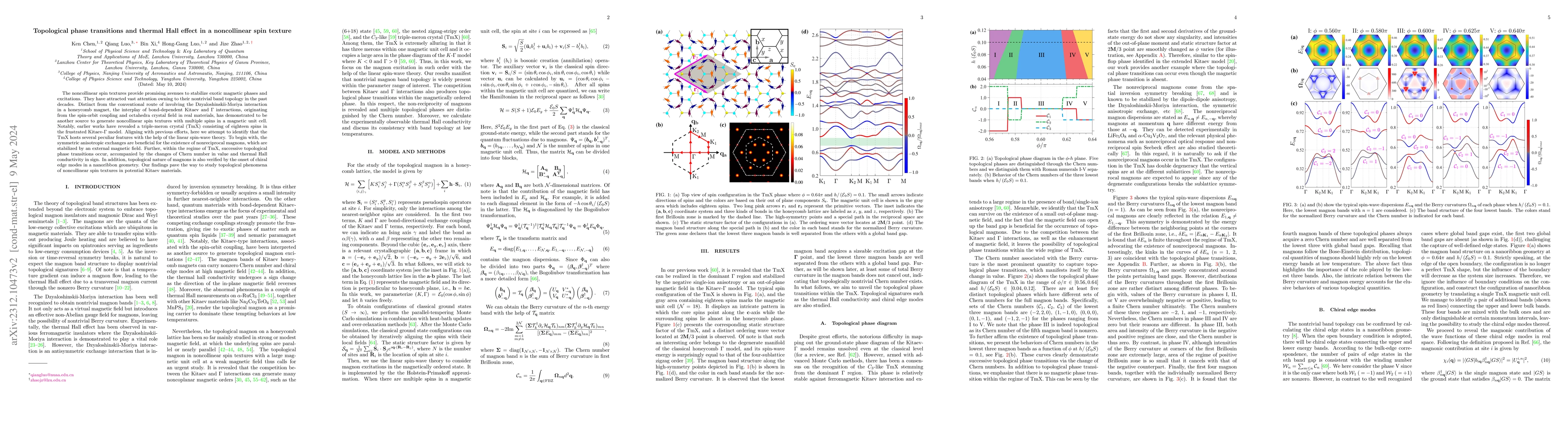Thumbnail for Topological phase transitions and thermal Hall effect in a noncollinear
  spin texture