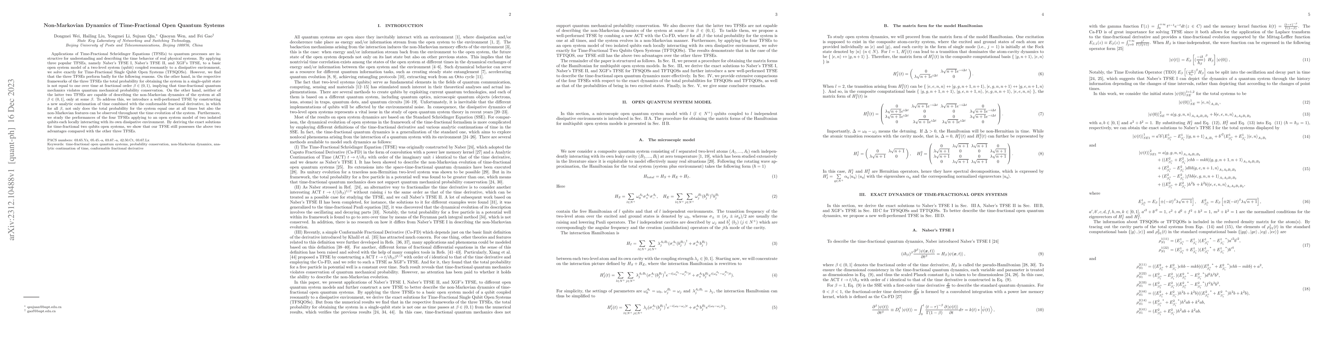 Thumbnail for Non-Markovian Dynamics of Time-Fractional Open Quantum Systems