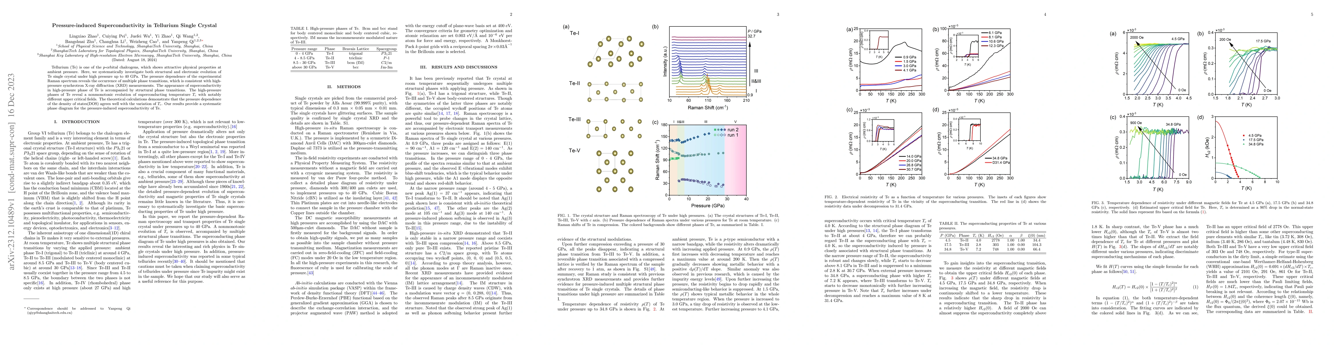 Thumbnail for Pressure-induced Superconductivity in Tellurium Single Crystal