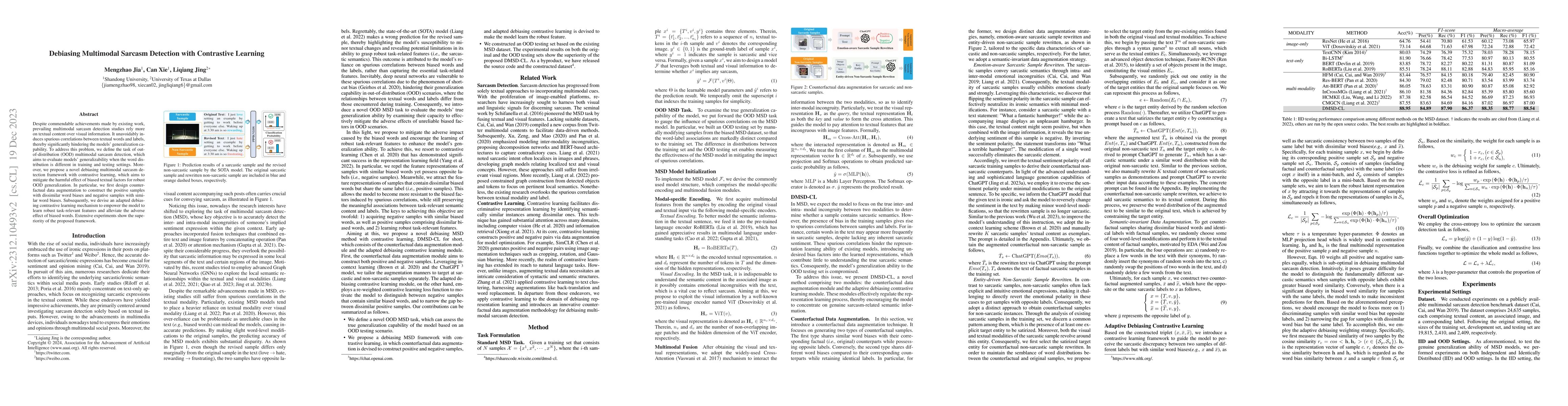 Thumbnail for Debiasing Multimodal Sarcasm Detection with Contrastive Learning
