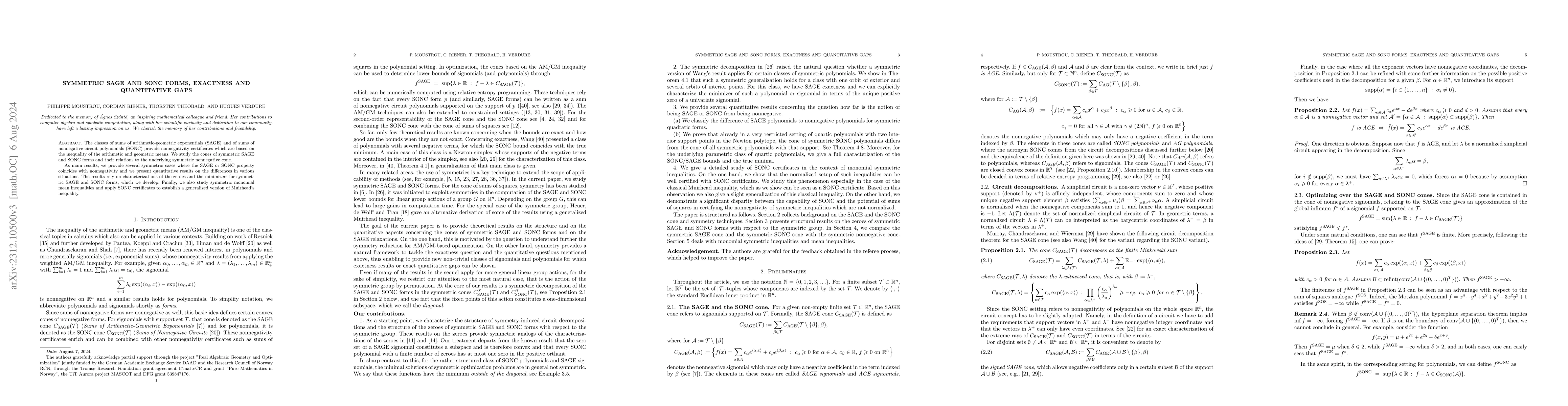 Thumbnail for Symmetric SAGE and SONC forms, exactness and quantitative gaps