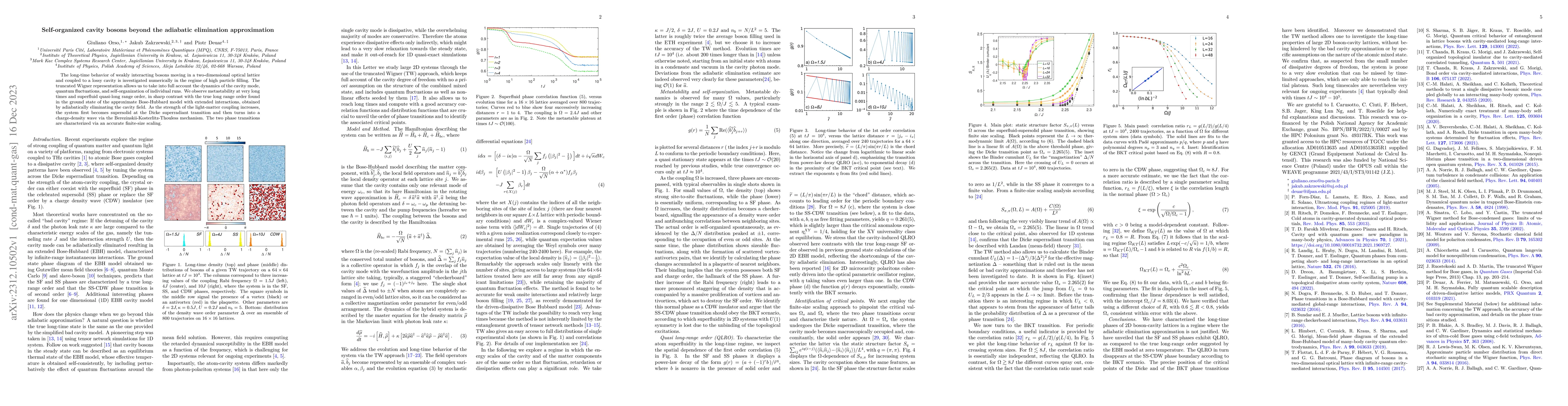 Thumbnail for Self-organized cavity bosons beyond the adiabatic elimination
  approximation