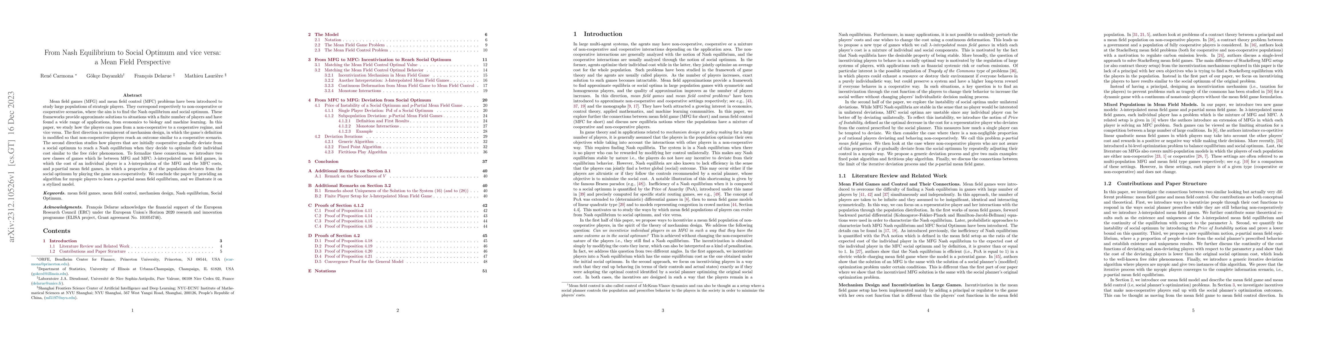 Thumbnail for From Nash Equilibrium to Social Optimum and vice versa: a Mean Field
  Perspective