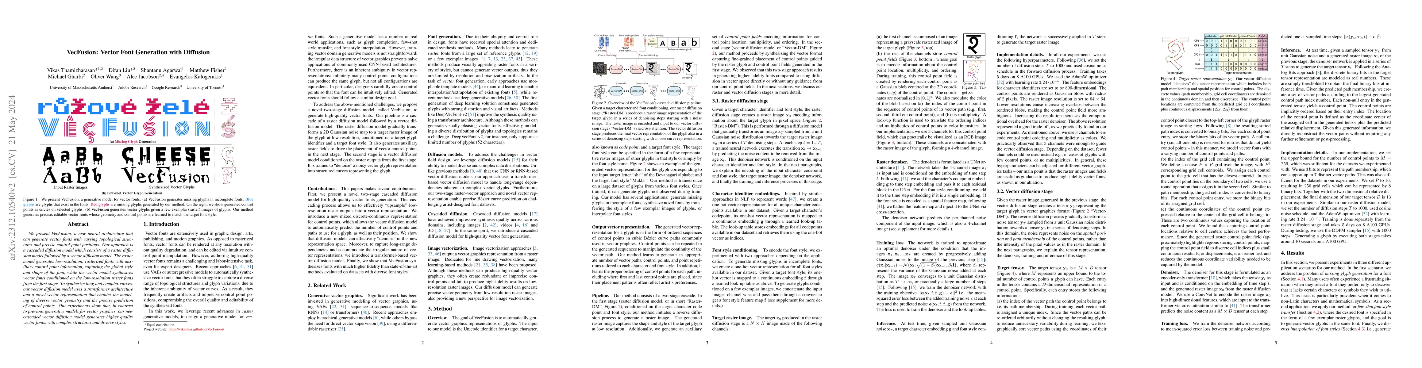 Thumbnail for VecFusion: Vector Font Generation with Diffusion