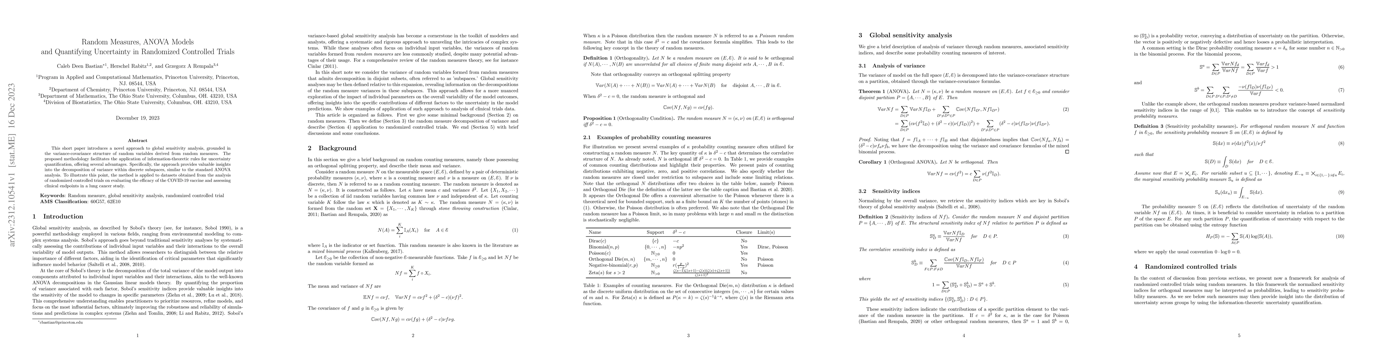 Thumbnail for Random Measures, ANOVA Models and Quantifying Uncertainty in Randomized
  Controlled Trials
