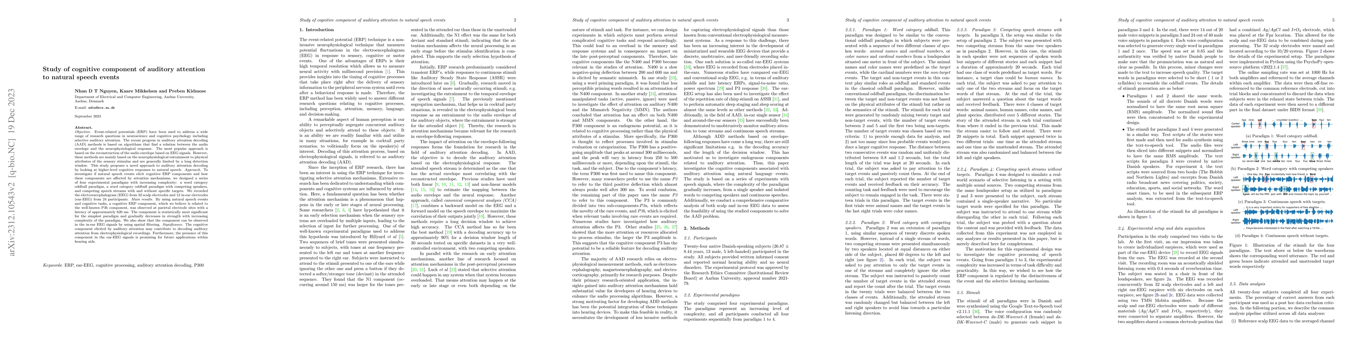 Thumbnail for Study of cognitive component of auditory attention to natural speech
  events