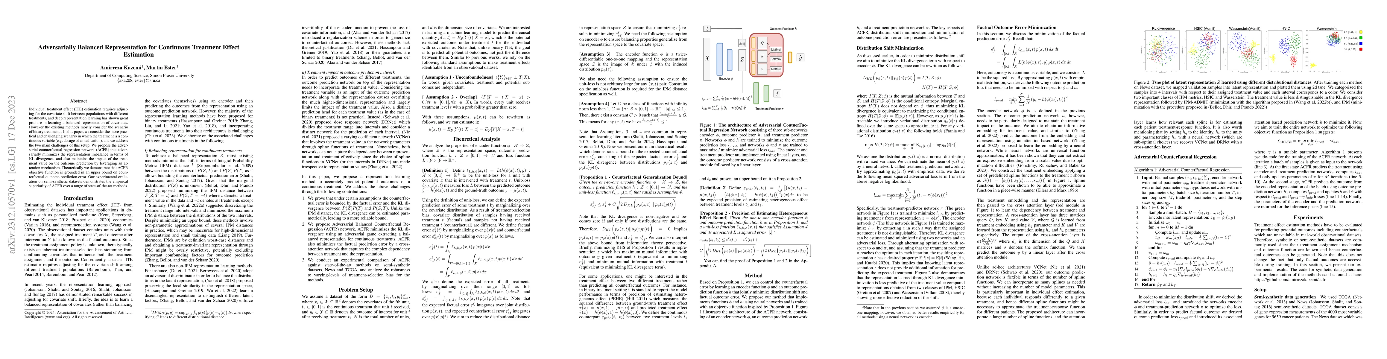 Thumbnail for Adversarially Balanced Representation for Continuous Treatment Effect
  Estimation