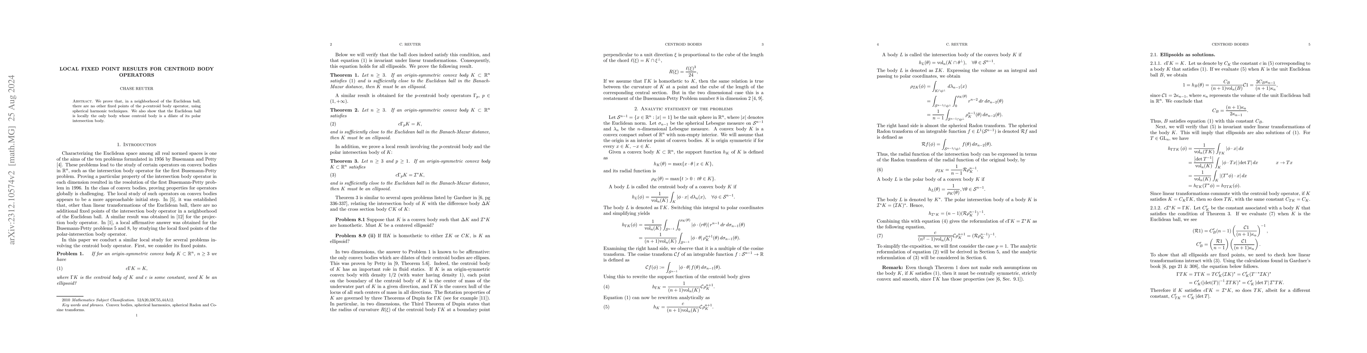 Thumbnail for Local fixed point results for centroid body operators