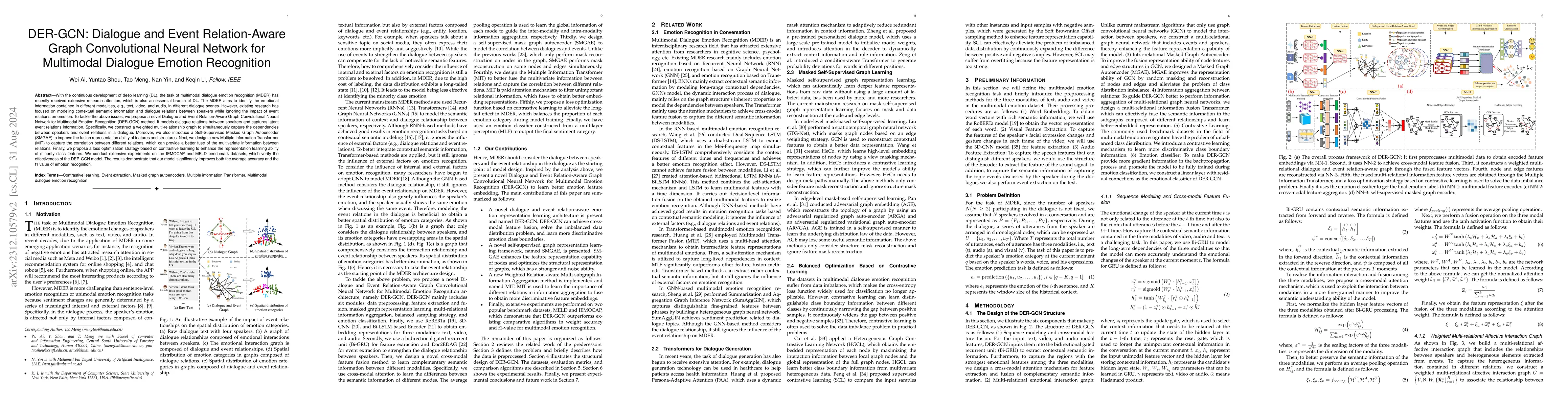 Thumbnail for DER-GCN: Dialogue and Event Relation-Aware Graph Convolutional Neural
  Network for Multimodal Dialogue Emotion Recognition