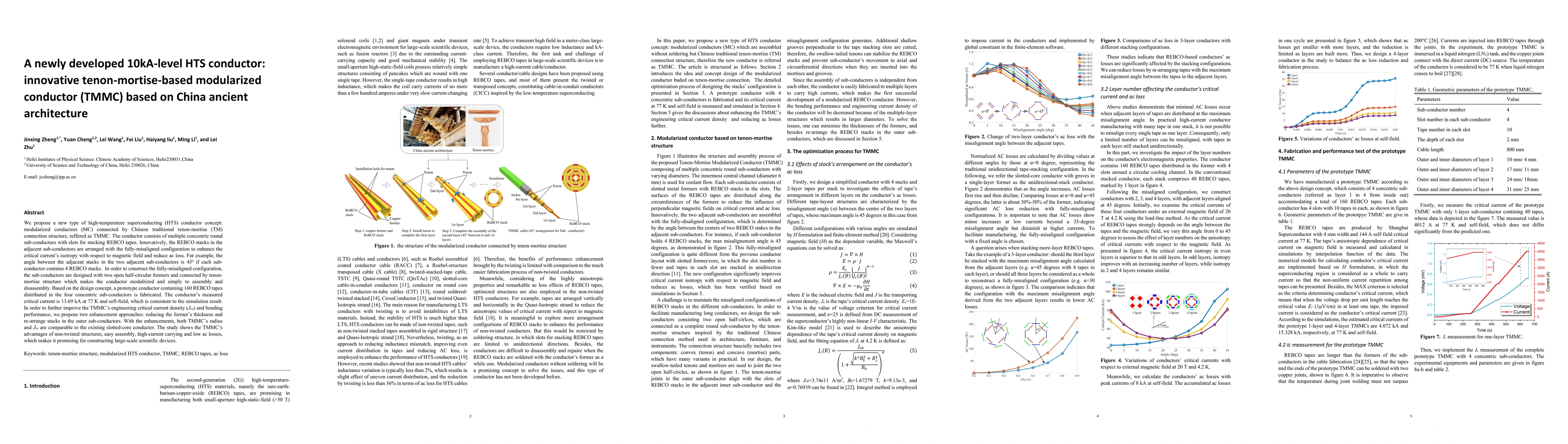 Thumbnail for A newly developed 10kA-level HTS conductor: innovative
  tenon-mortise-based modularized conductor (TMMC) based on China ancient
  architecture