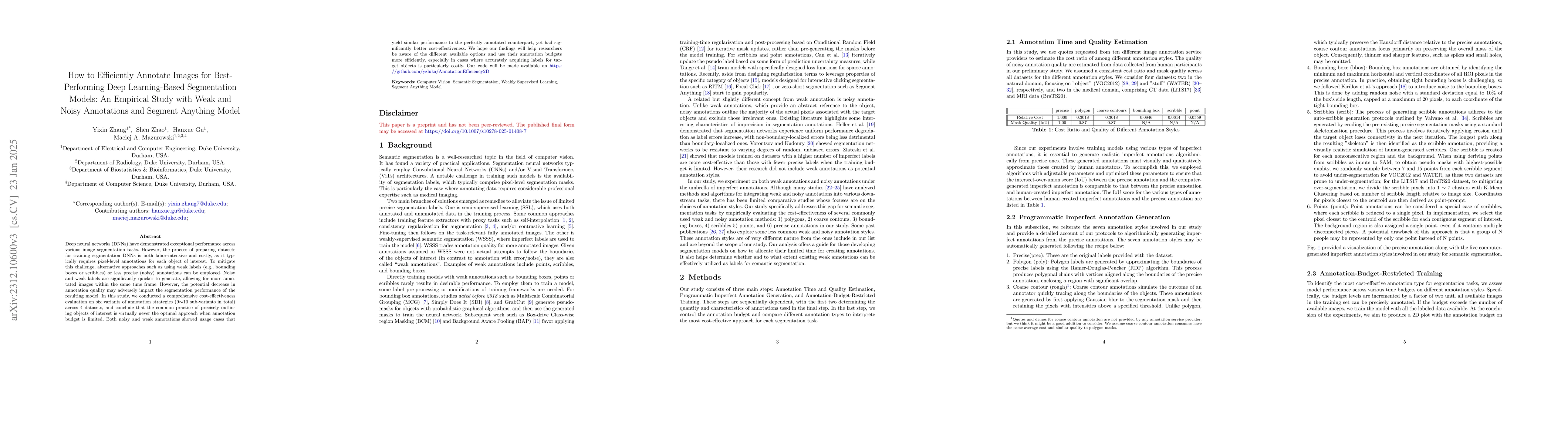 Thumbnail for How to Efficiently Annotate Images for Best-Performing Deep Learning
  Based Segmentation Models: An Empirical Study with Weak and Noisy Annotations
  and Segment Anything Model