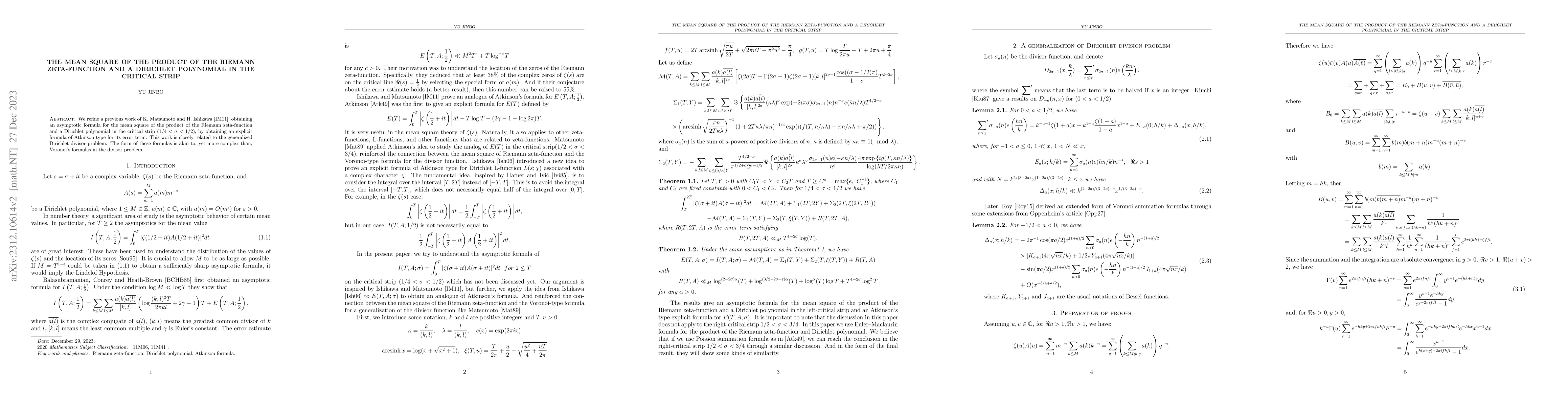 Thumbnail for The mean square of the product of the Riemann zeta-function and a
  Dirichlet polynomial in the critical strip