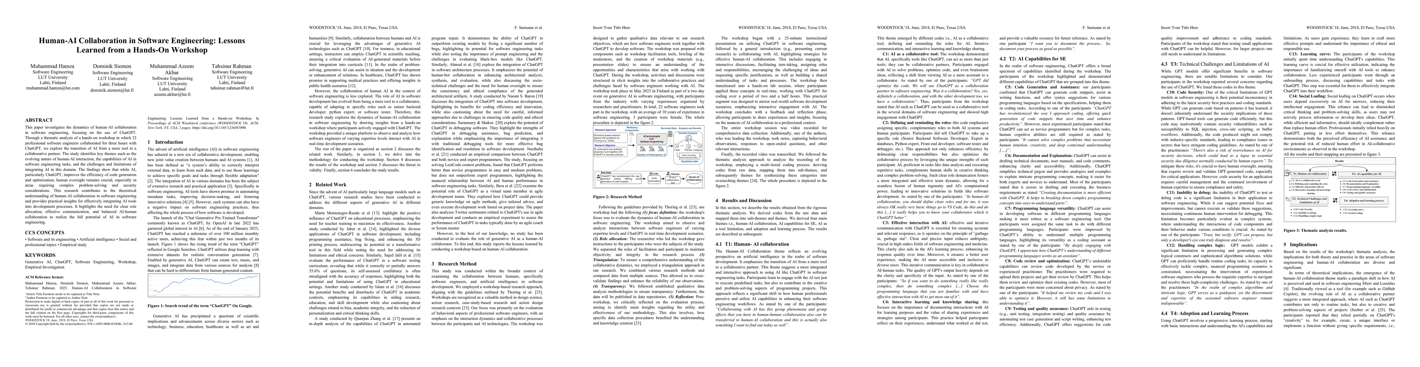 Thumbnail for Human AI Collaboration in Software Engineering: Lessons Learned from a
  Hands On Workshop