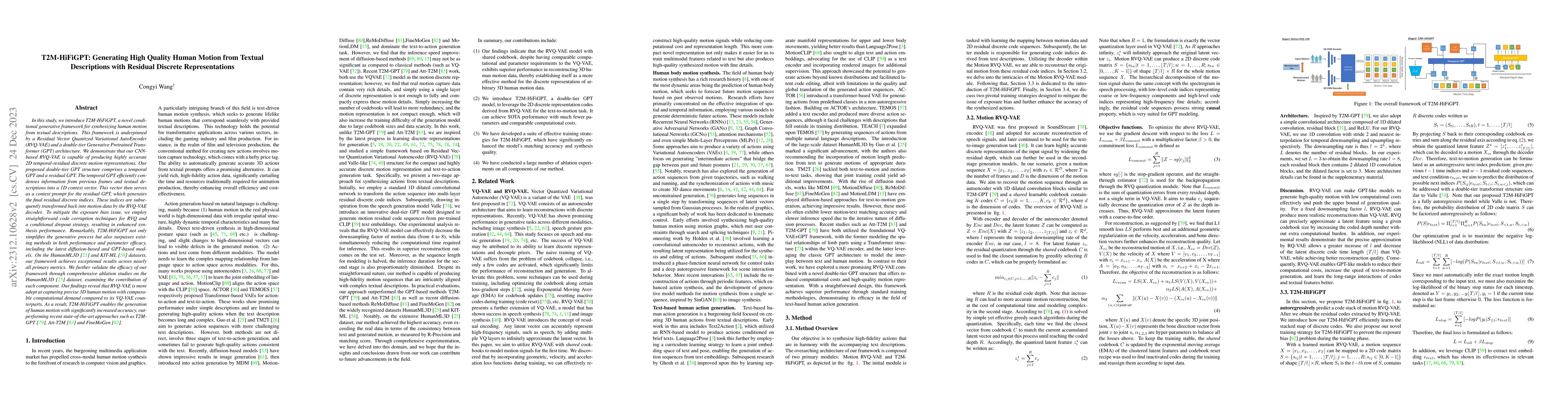Thumbnail for T2M-HiFiGPT: Generating High Quality Human Motion from Textual
  Descriptions with Residual Discrete Representations
