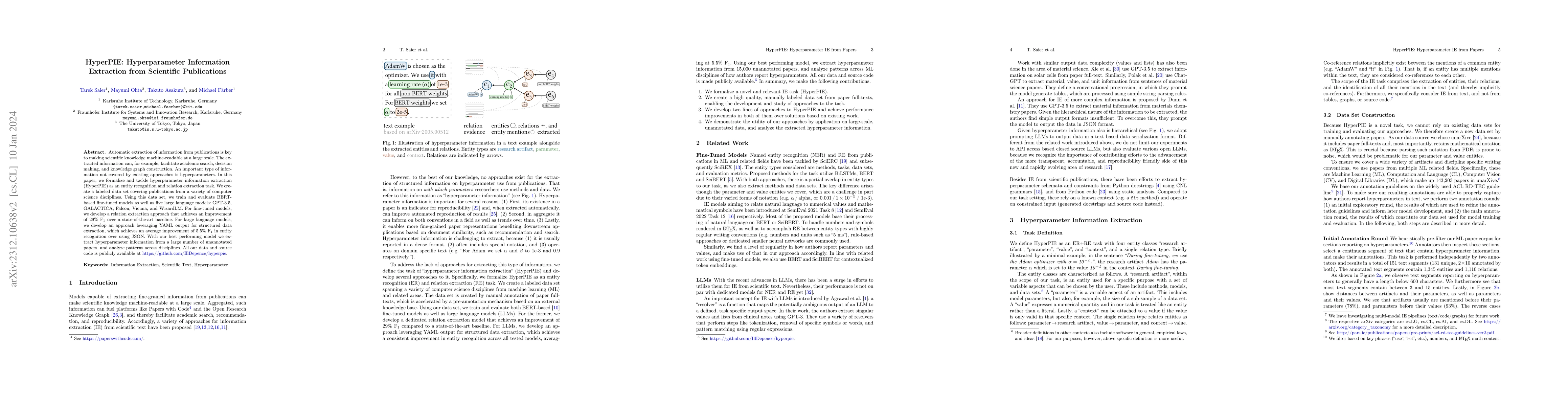 Thumbnail for HyperPIE: Hyperparameter Information Extraction from Scientific
  Publications