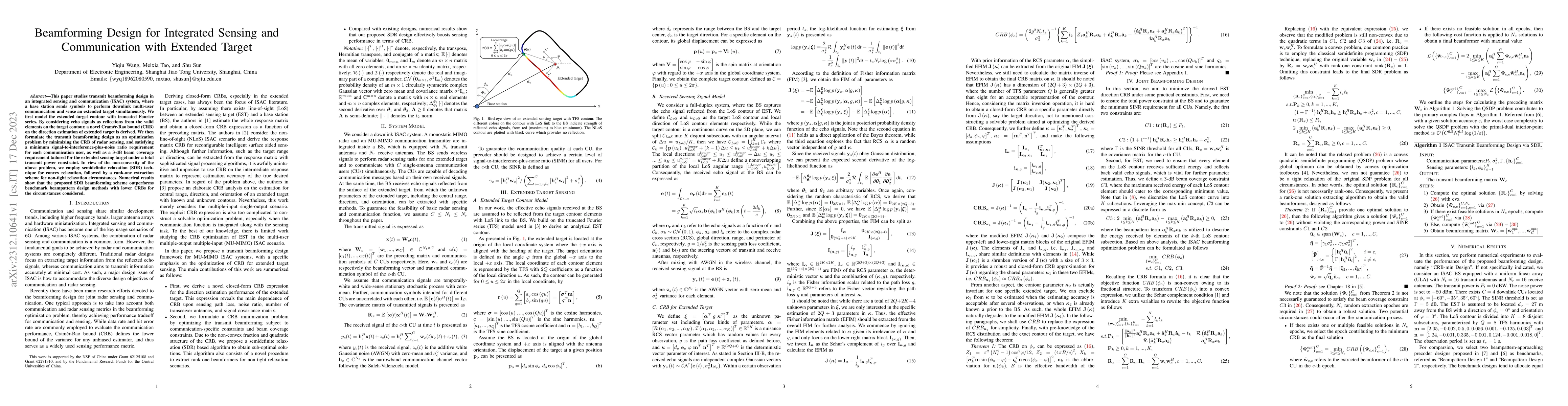 Thumbnail for Beamforming Design for Integrated Sensing and Communication with
  Extended Target
