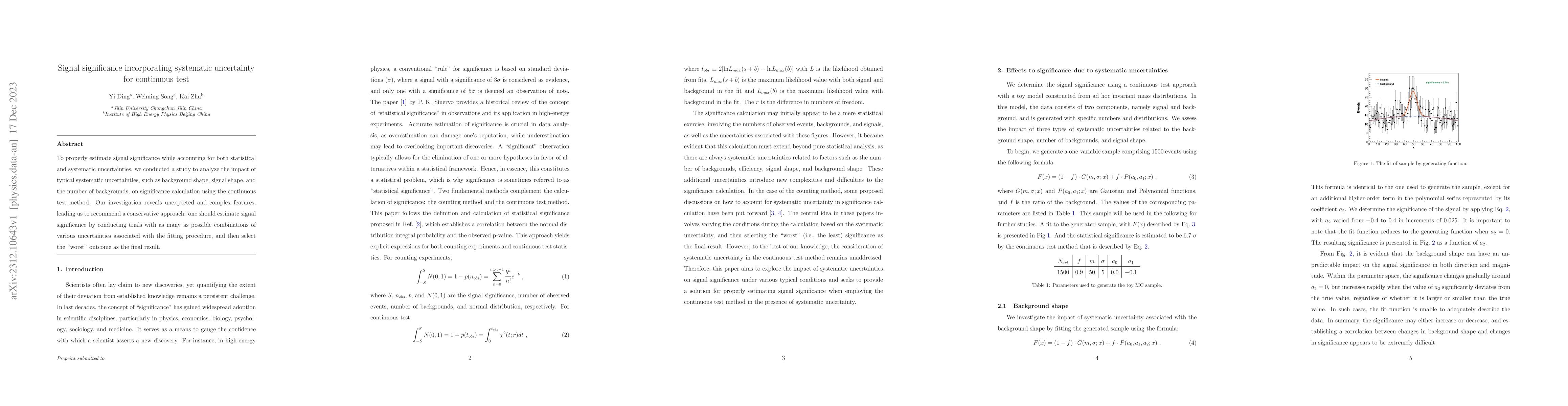 Thumbnail for Signal significance incorporating systematic uncertainty for continuous
  test