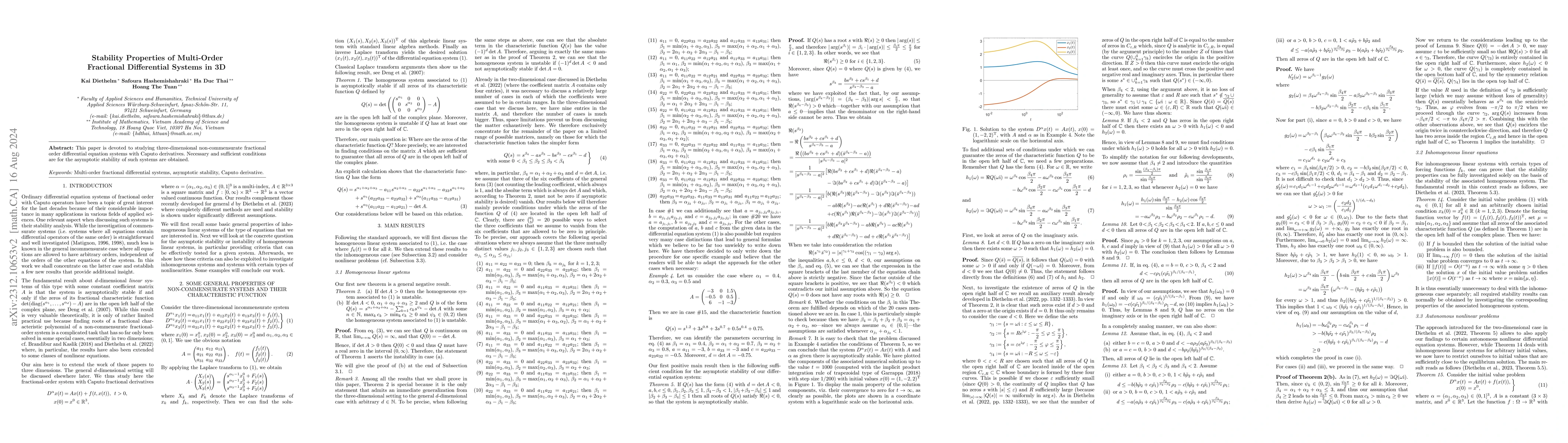 Thumbnail for Stability Properties of Multi-Order Fractional Differential Systems in
  3D