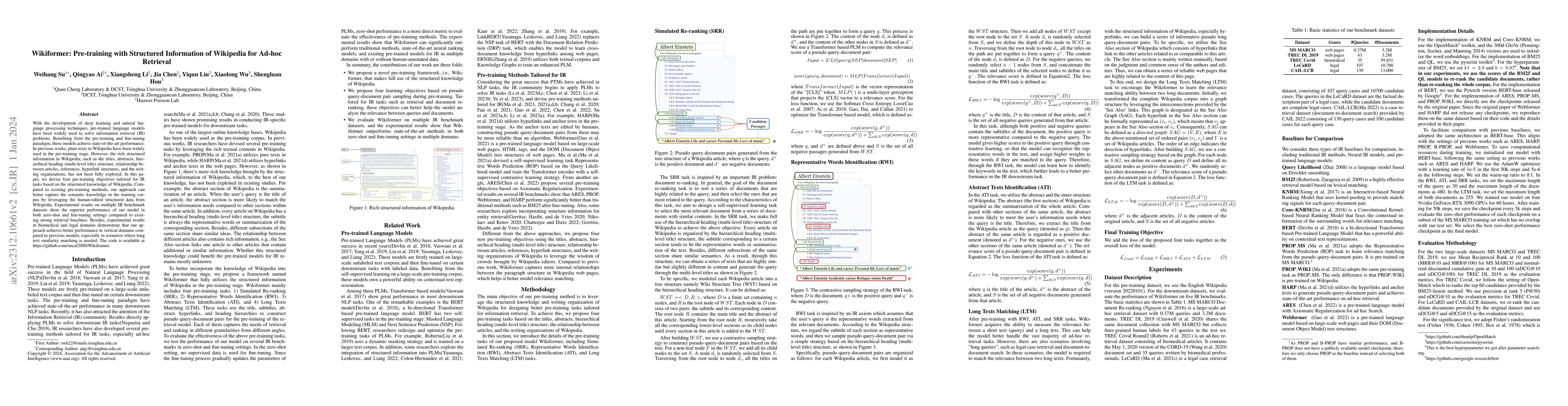 Thumbnail for Wikiformer: Pre-training with Structured Information of Wikipedia for
  Ad-hoc Retrieval