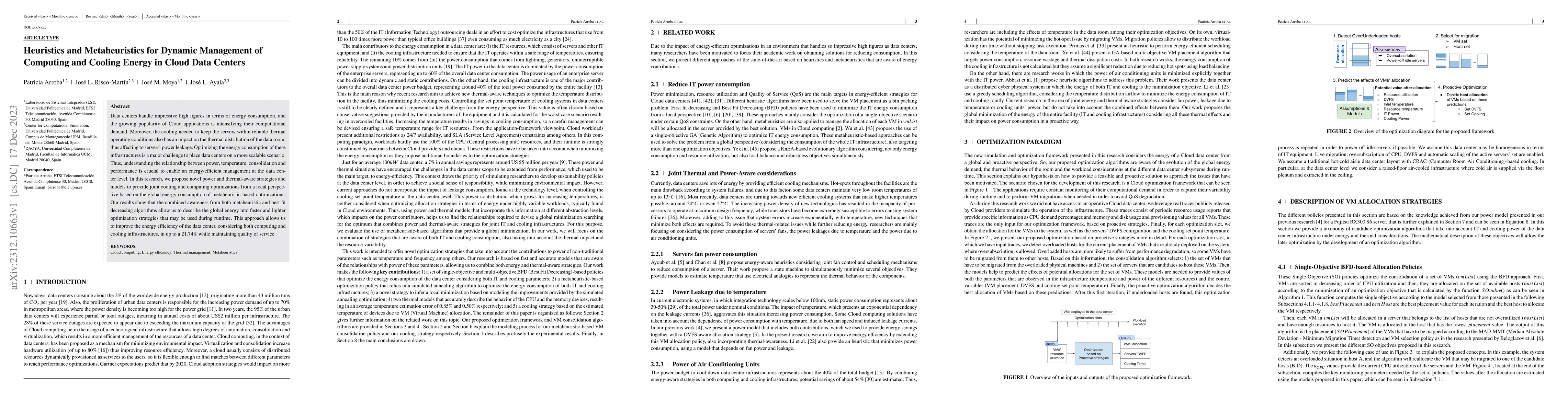 Thumbnail for Heuristics and Metaheuristics for Dynamic Management of Computing and
  Cooling Energy in Cloud Data Centers