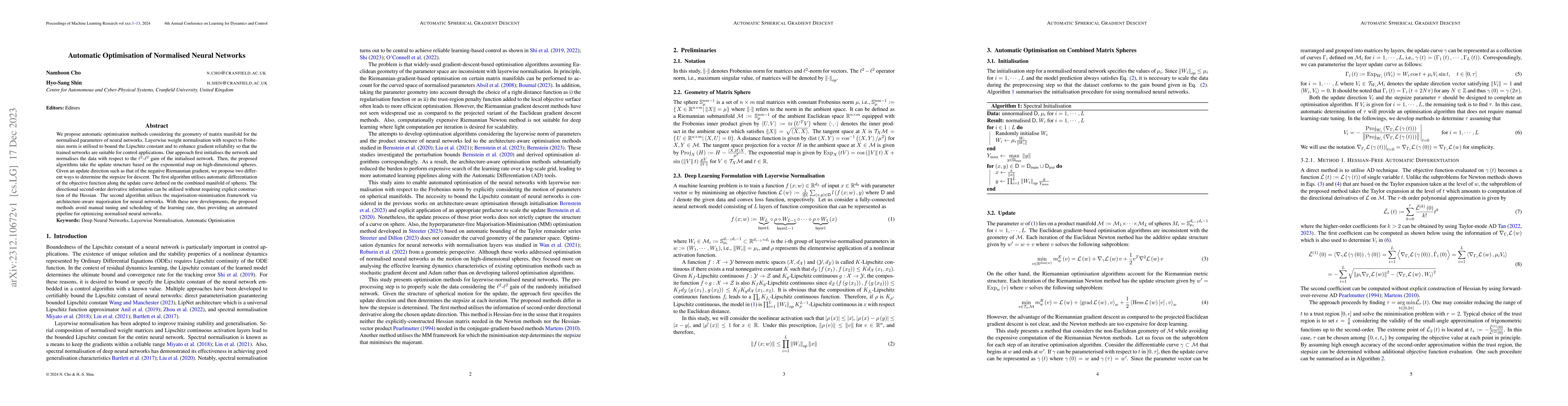 Thumbnail for Automatic Optimisation of Normalised Neural Networks