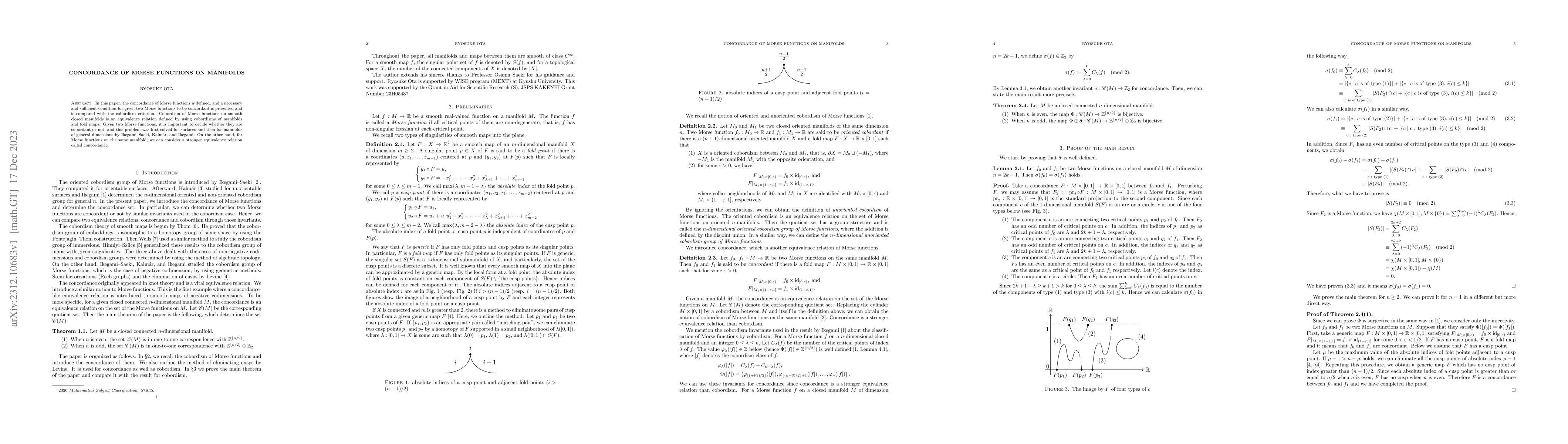 Thumbnail for Concordance of Morse functions on manifolds