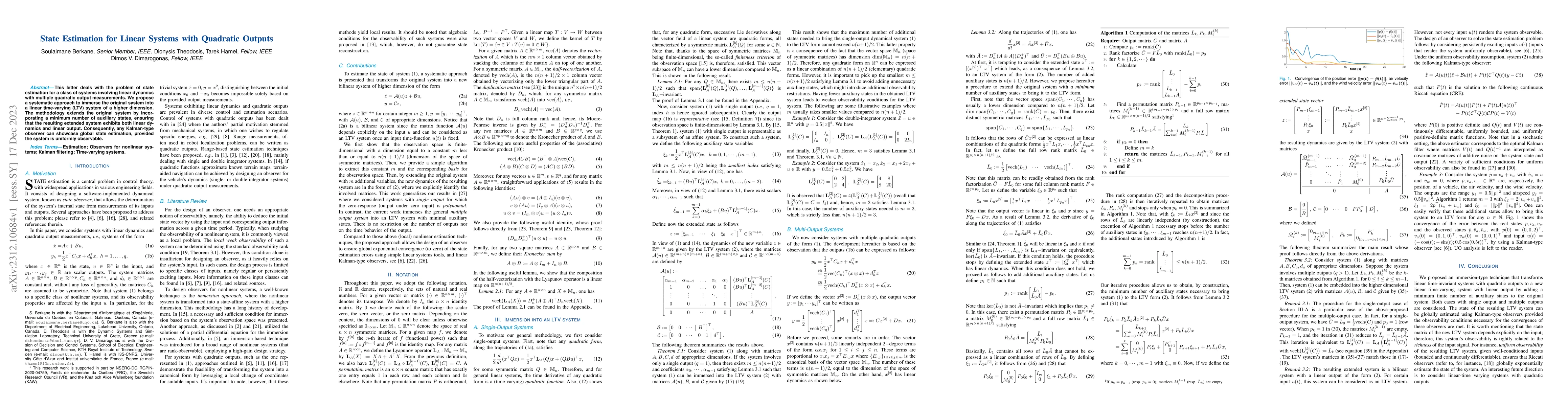 Thumbnail for State Estimation for Linear Systems with Quadratic Outputs