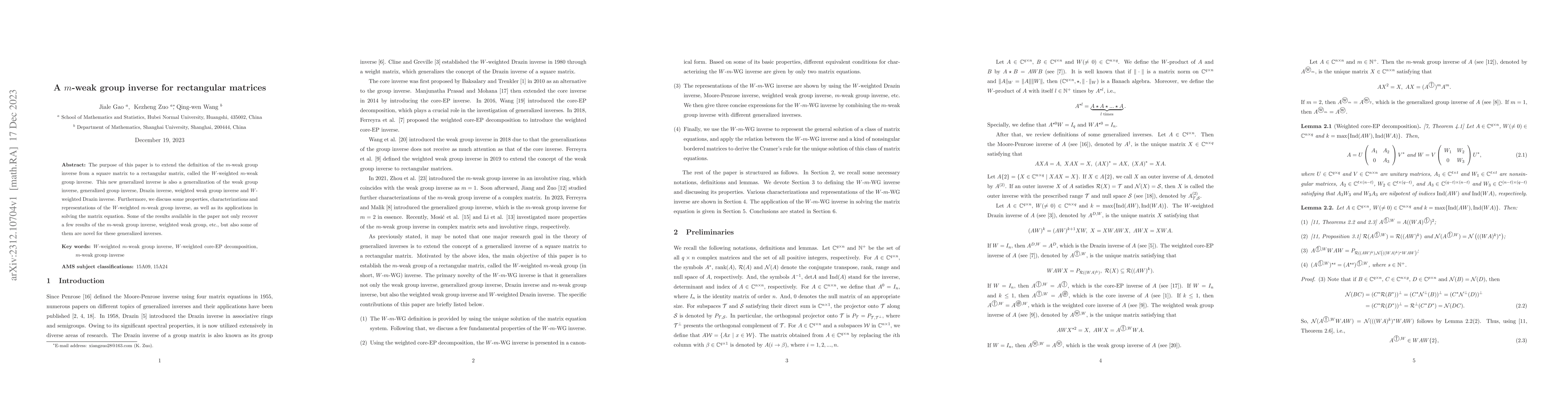 Thumbnail for A m-weak group inverse for rectangular matrices