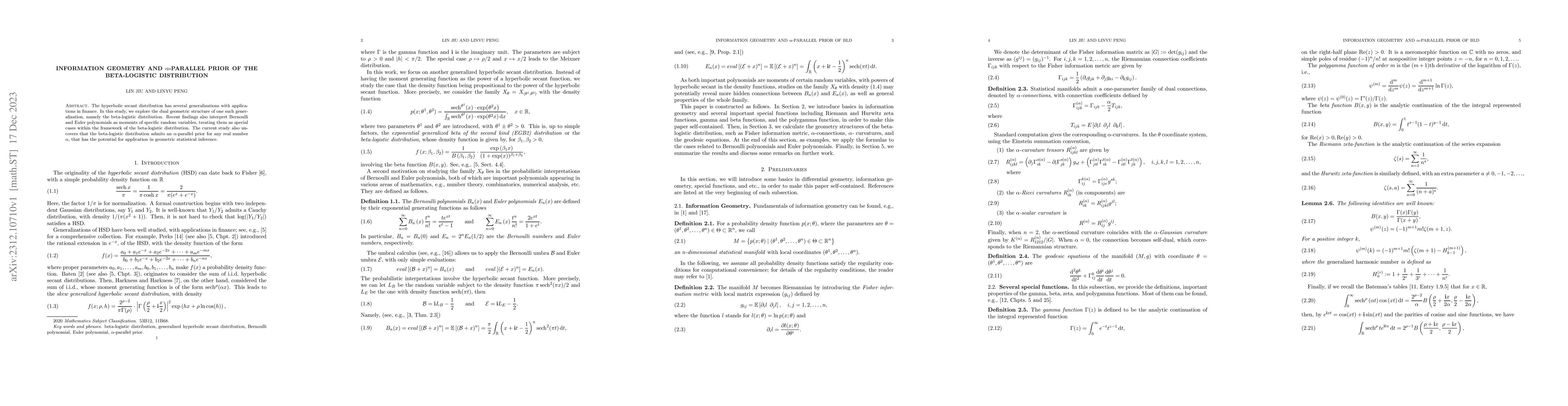 Thumbnail for Information geometry and $\alpha$-parallel prior of the beta-logistic
  distribution