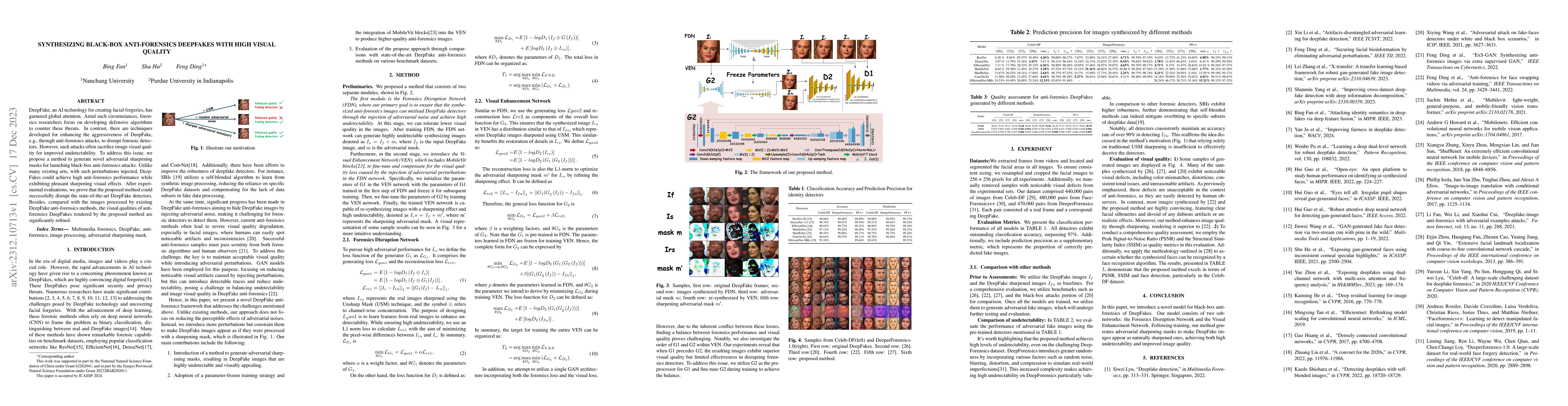 Thumbnail for Synthesizing Black-box Anti-forensics DeepFakes with High Visual Quality