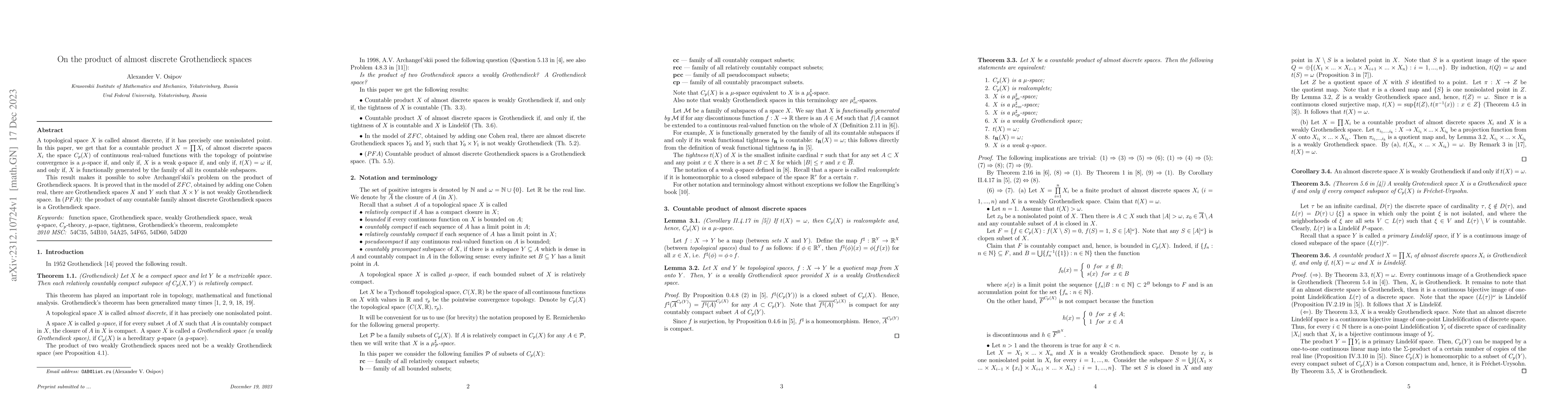 Thumbnail for On the product of almost discrete Grothendieck spaces