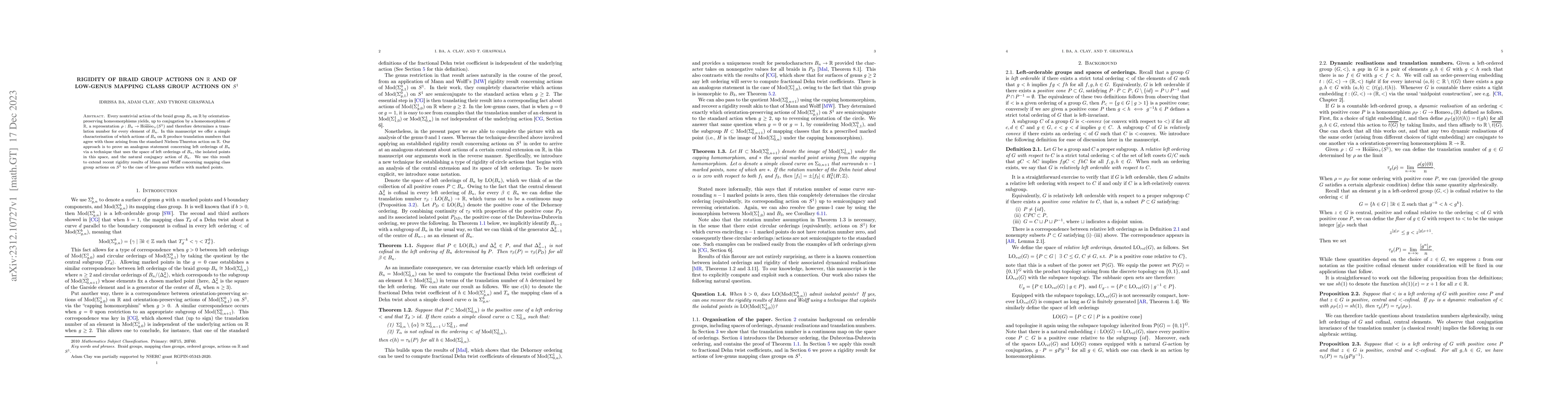 Thumbnail for Rigidity of braid group actions on $\mathbb{R}$ and of low-genus mapping
  class group actions on $S^1$
