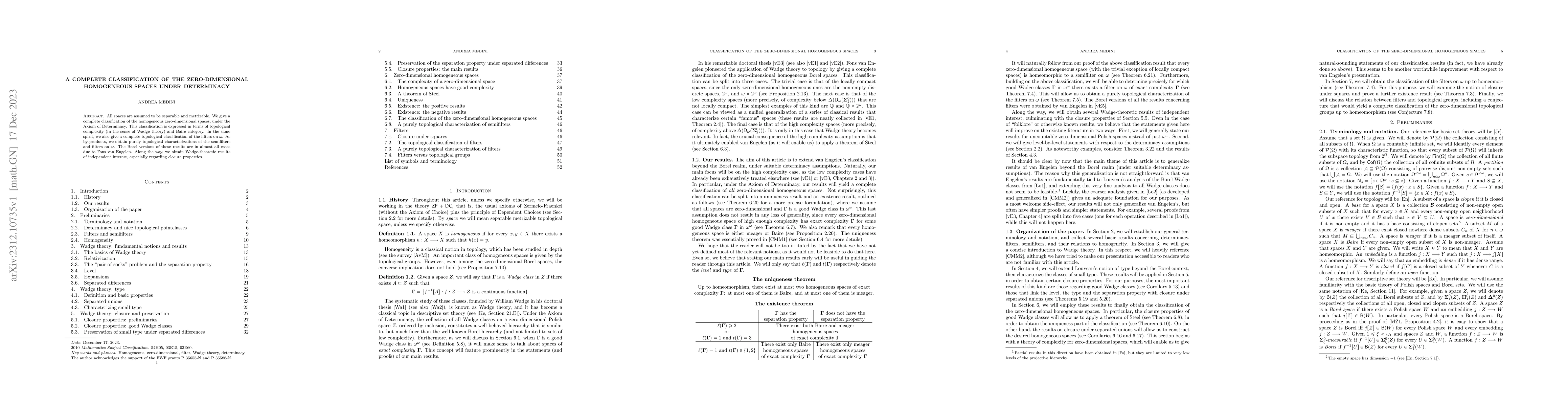 Thumbnail for A complete classification of the zero-dimensional homogeneous spaces
  under determinacy